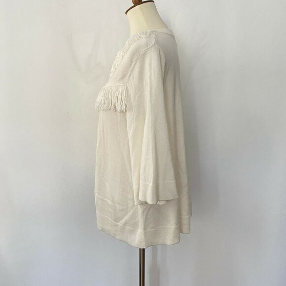 Kate Spade Womens Fringe Pullover Sweater Wool Blend White L Large - Picture 5 of 8